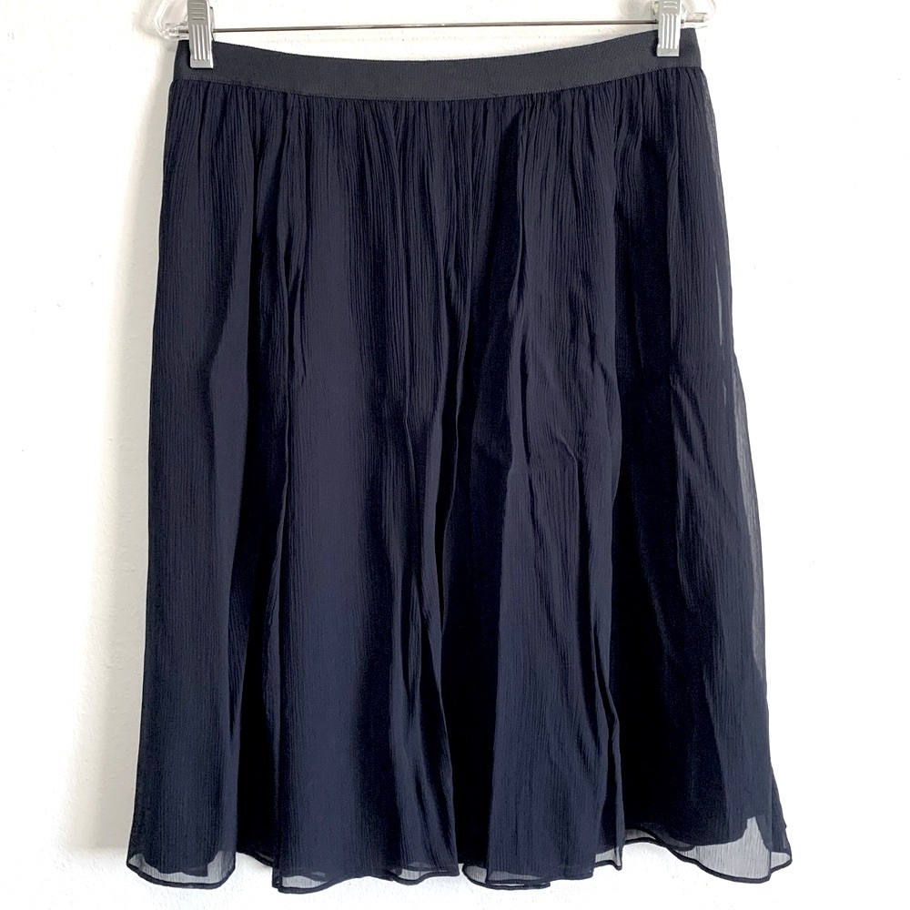 J. Crew Blue Pleated A-Line Midi Skirt